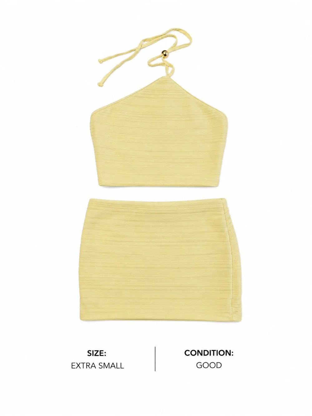 Light green Ribbed Halter Mini Skirt Set